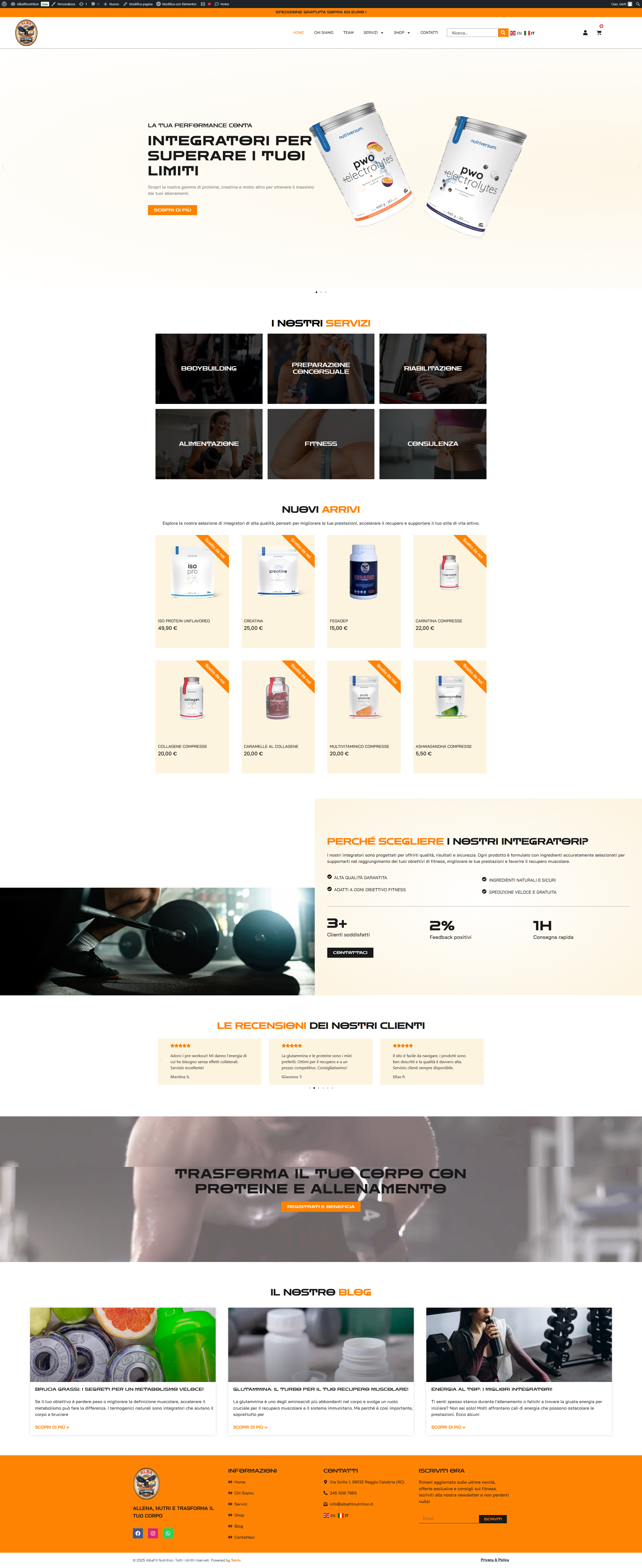 albafit nutrition, gym, sito web, web developemt