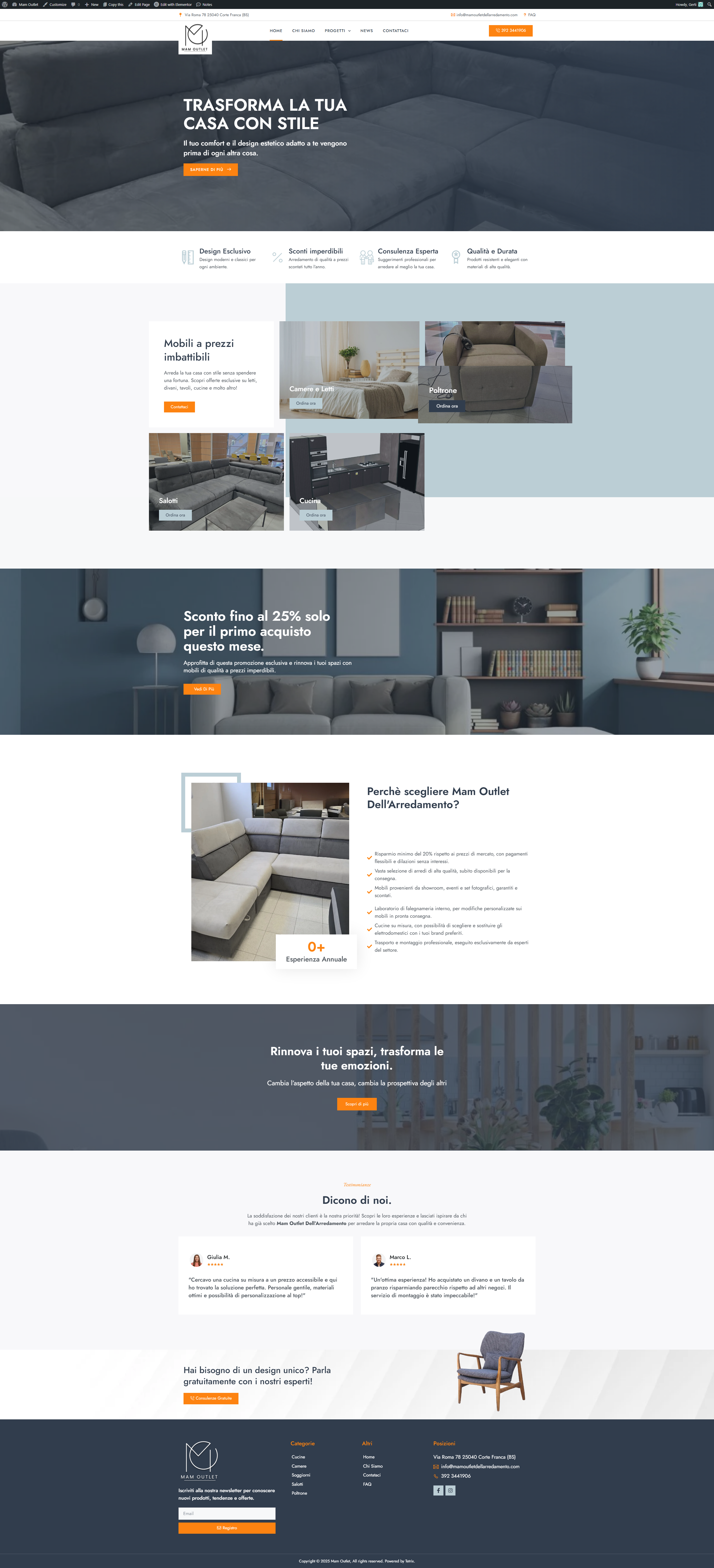Outlet, mam outlket sito web, web developemt